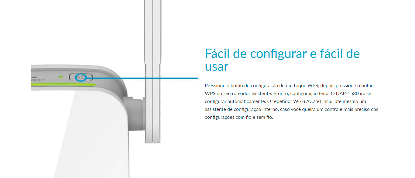 Repetidor Wi-Fi D-Link AC750 750Mbps Dual Band 2 Antenas - DAP-1530
